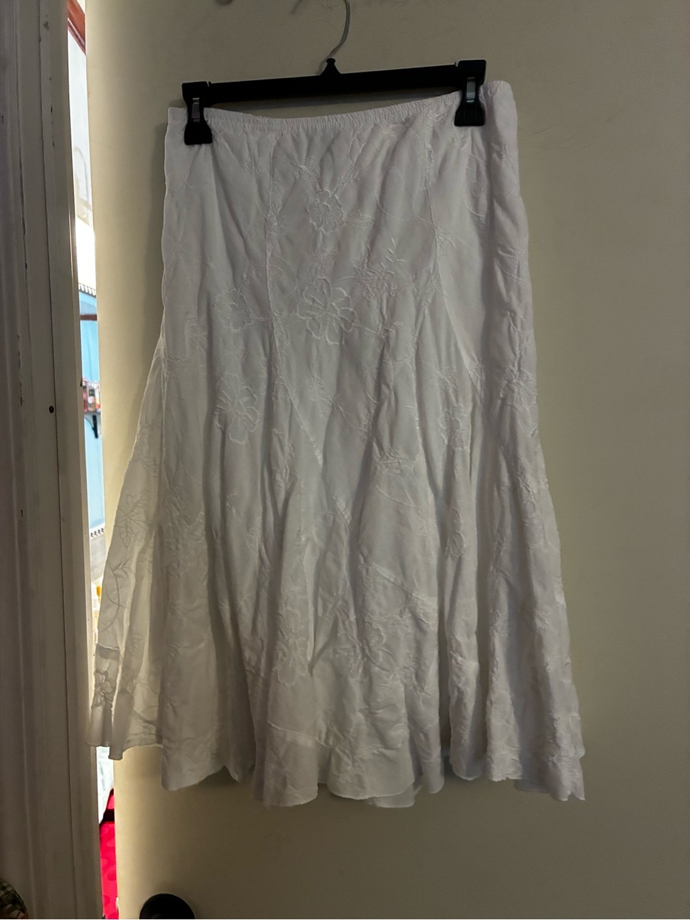 JKLA Bohemian Y2K Midi White Embroidered Women's Skirt